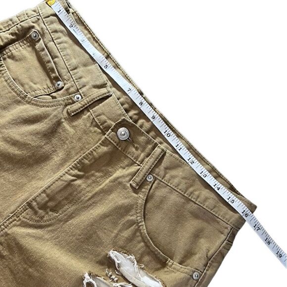 Levi’s 508 cut off distressed ripped denim jean shorts tan size 32 - Picture 12 of 15